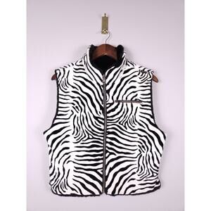 Skea Reversible Zebra Print Faux Fur Vest Size M – Made in USA